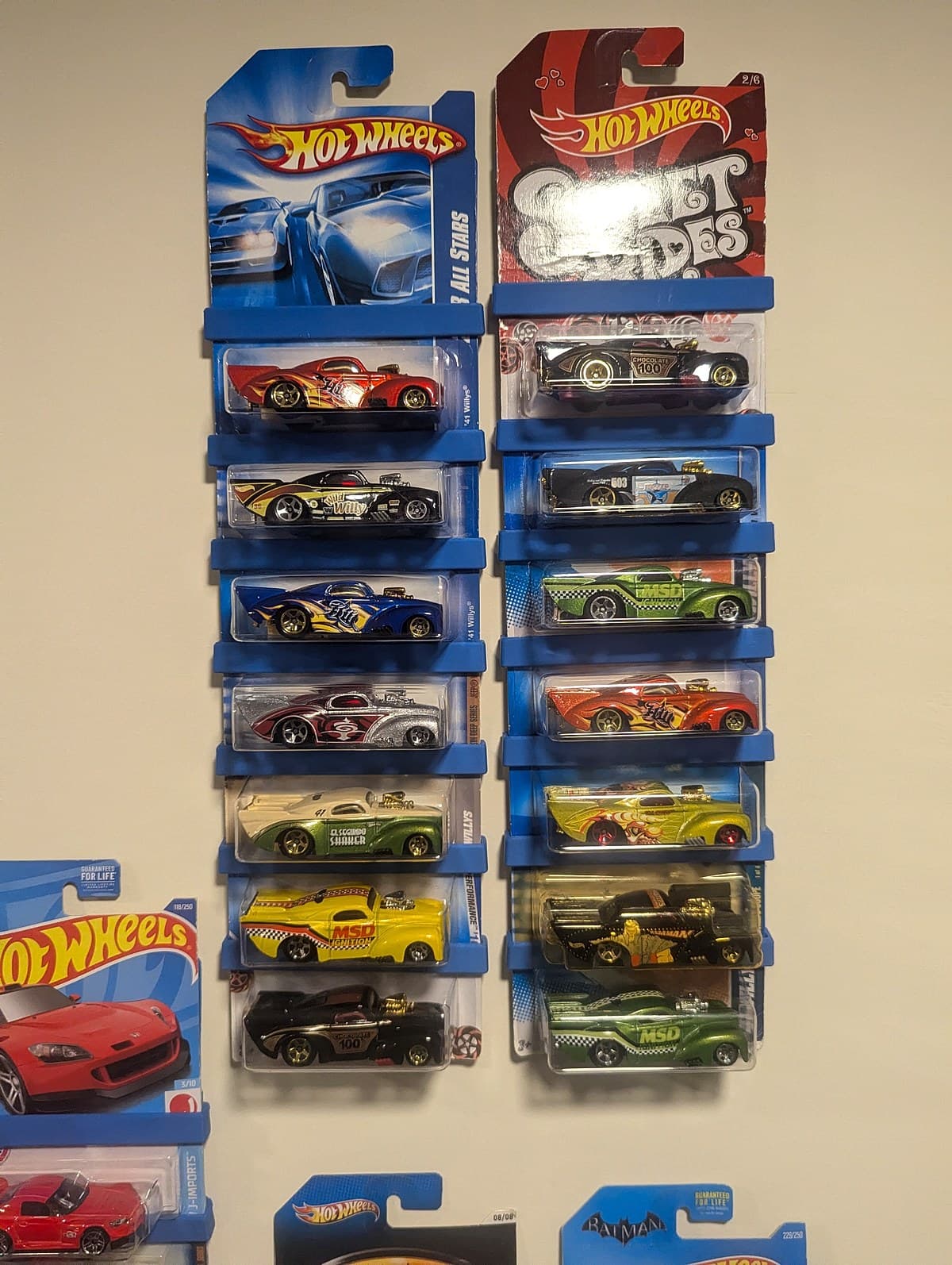 Close-up view of Card-Tacs blue display bars